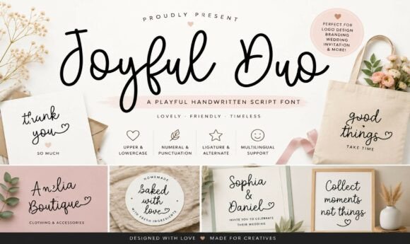 Joyful Duo: A Soft Script Font for Lively Editorial Design
